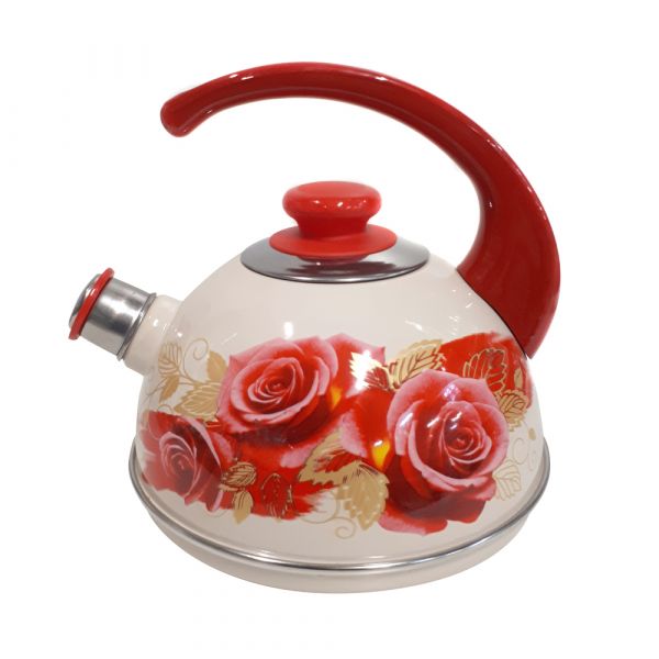 Kettle 2.5l ?04/25/04/34/?13 handle elephant bone/rosalia (decor-stainless steel on red)